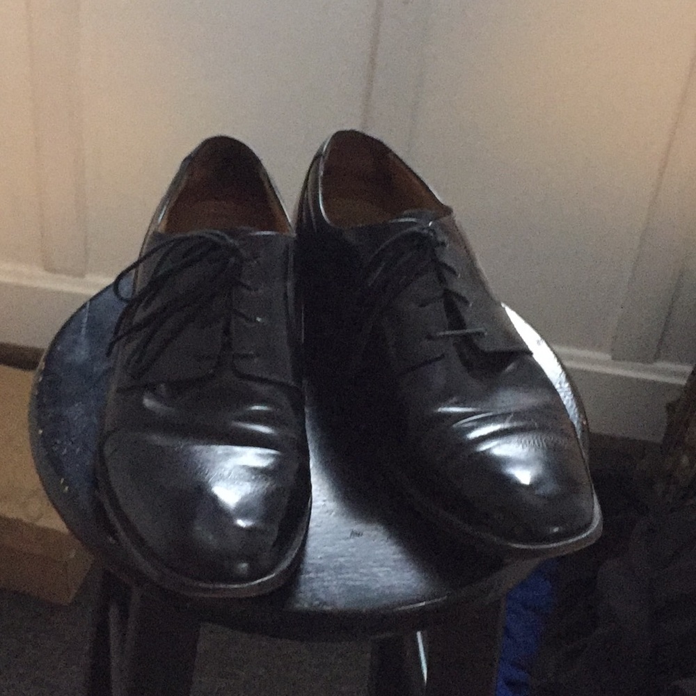 A pair of black Bostonian dress shoes